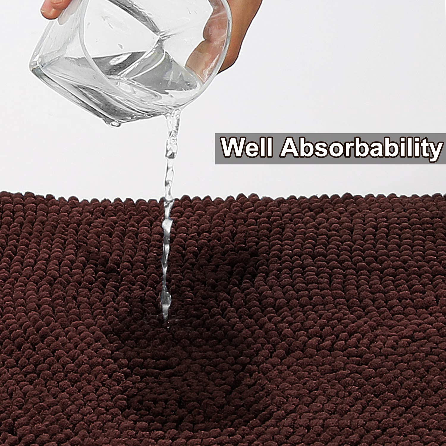 Urvoix Bathroom Rugs Set - 3 Pieces Ultra Soft Non-Slip Bath Mats  Chenille Absorbent Bath Rugs for Bathroom  Tub and Shower (Brown)