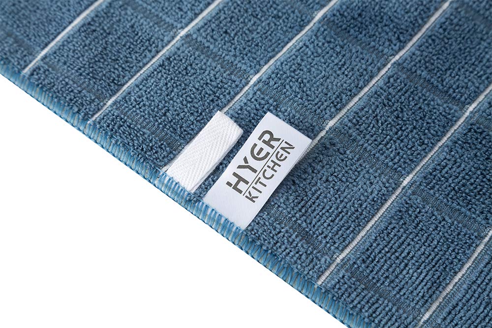 Microfiber Dish Towels - Soft, Super Absorbent And Lint Free Kitchen Towels - 8 Pack (Lattice Designed Blue Colors) - 26 X 18 In
