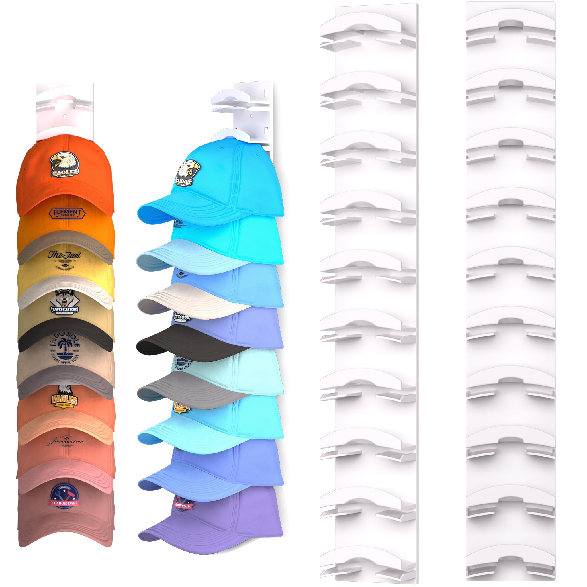 Hat Organizer for Baseball Caps 2Pack, Hat Rack for Wall with Strong Adhesive Hold up to 20 Hats, Hat Hanger Holder Display for 