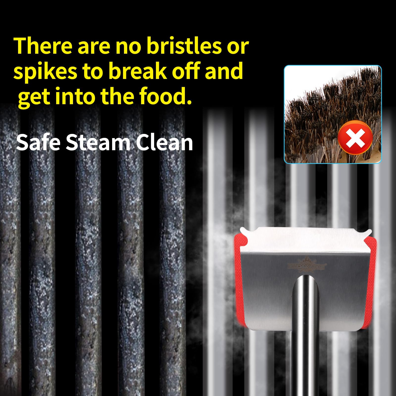 Xudakaixin Grill Brush Bristle Free,Water-Activated Steam Effectively Cleans The Grill.Unique Aramid Fiber Twill Pad For Cast Ir