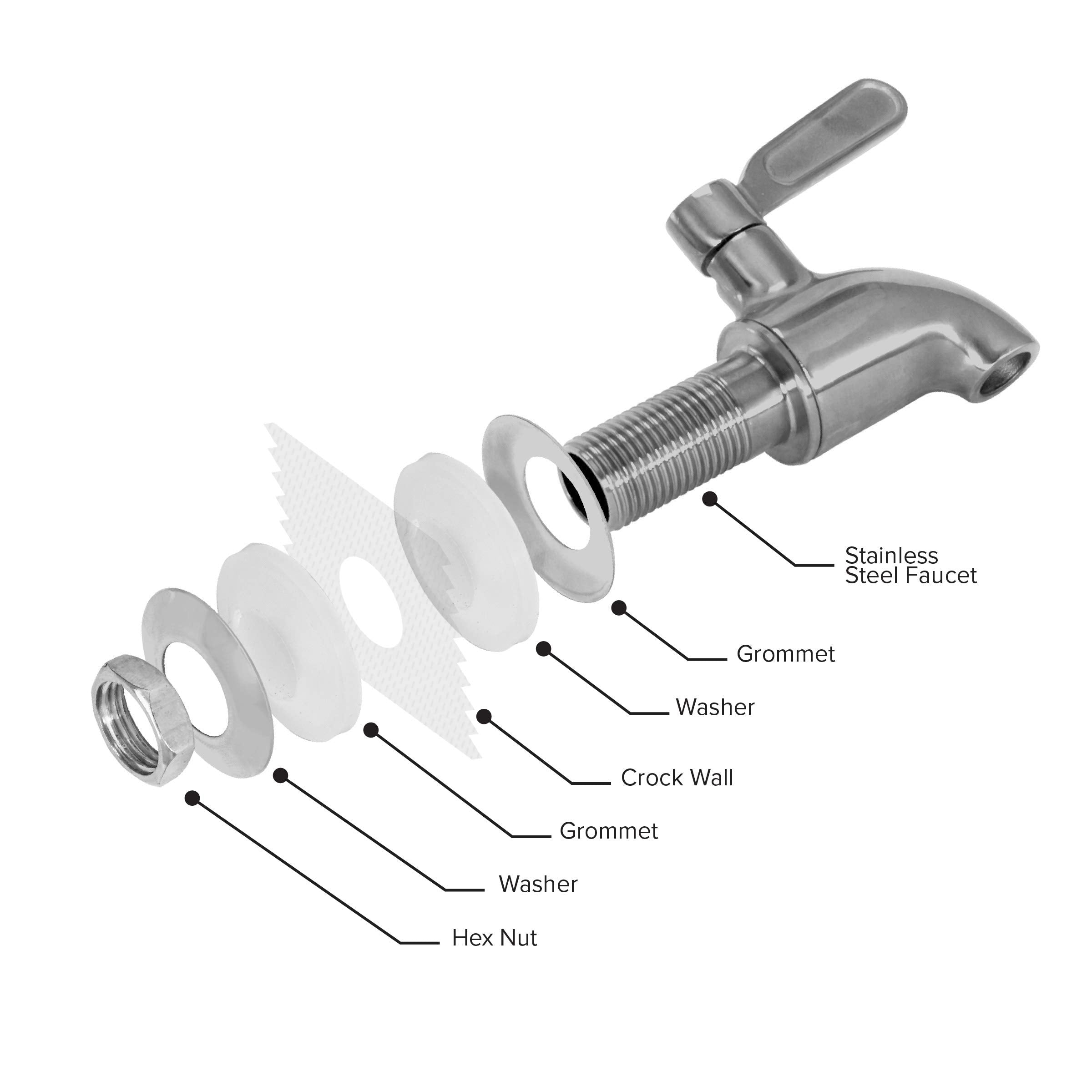 Geo Sports Porcelain Ceramic Crock Water Dispenser, Stainless Steel Faucet, Valve And Lid Included. Fits 3 To 5 Gallon Jugs. (So