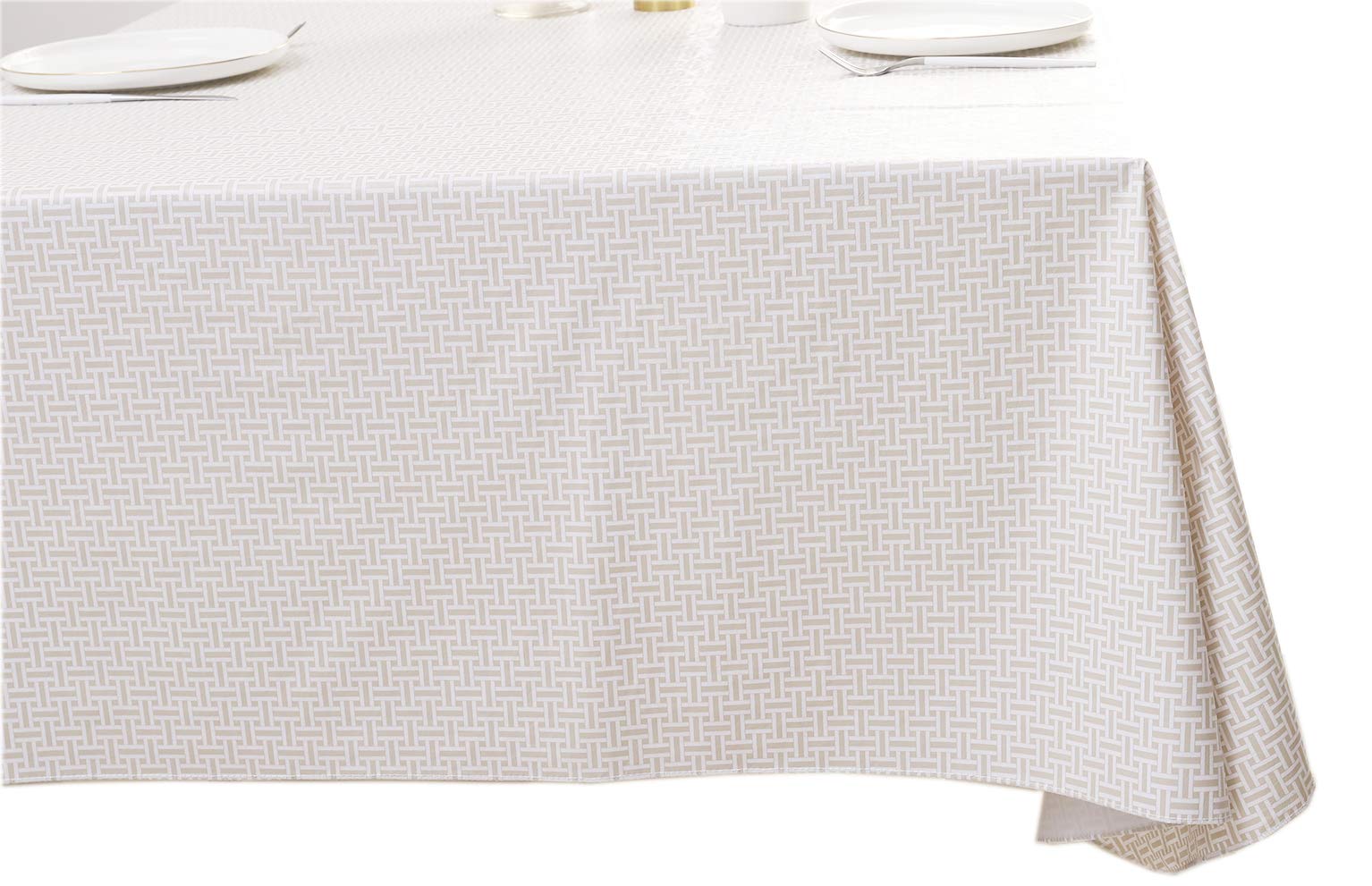 Vinyl Tablecloth With Flannel Backed Waterproof Oil-Proof Pvc Table Cloth Wipeable Spill-Proof Plastic Table Cover For Indoor An