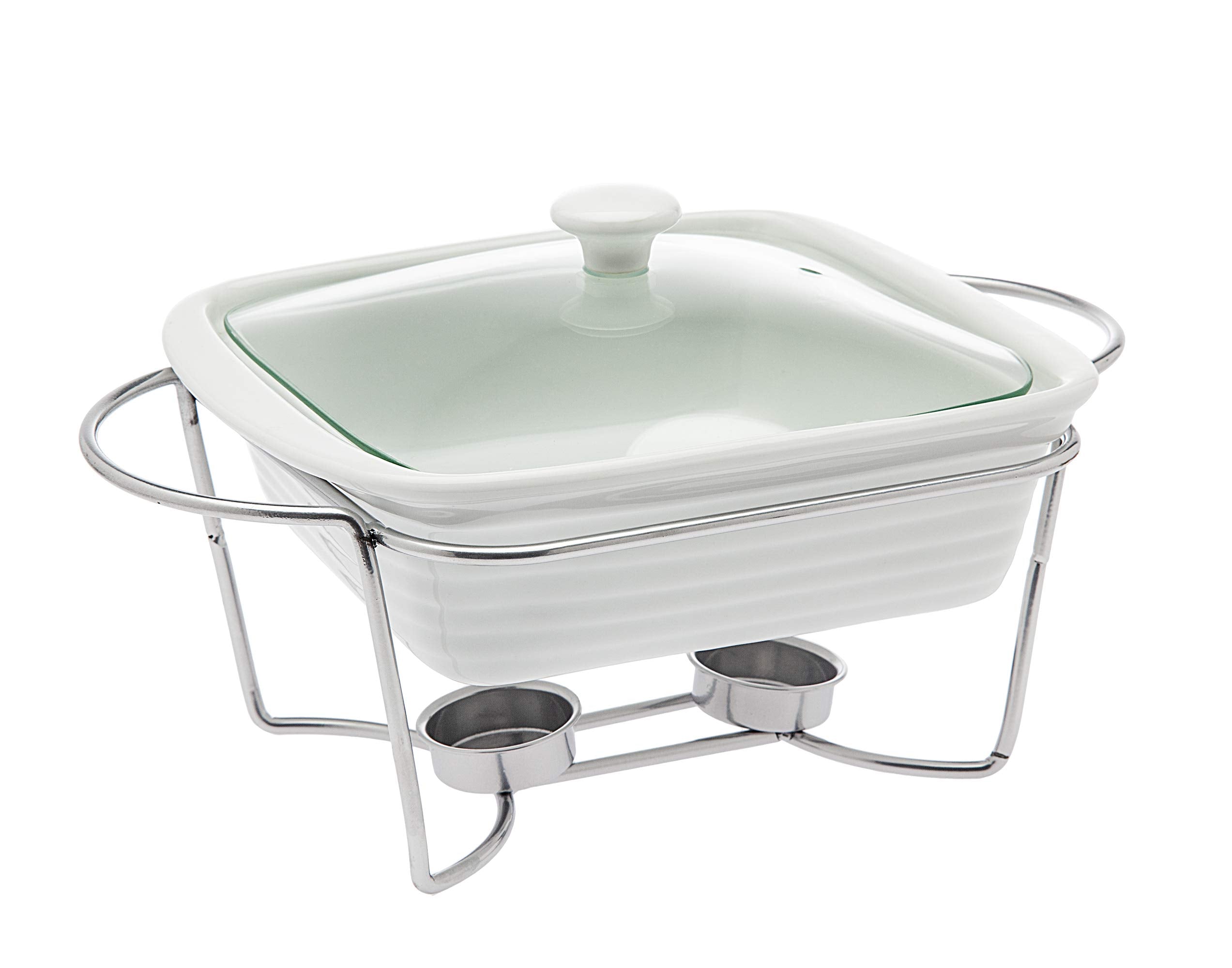 Godinger Oven to Table Square Baker, Warmer, Serving Piece with Stand  1.2 Quart