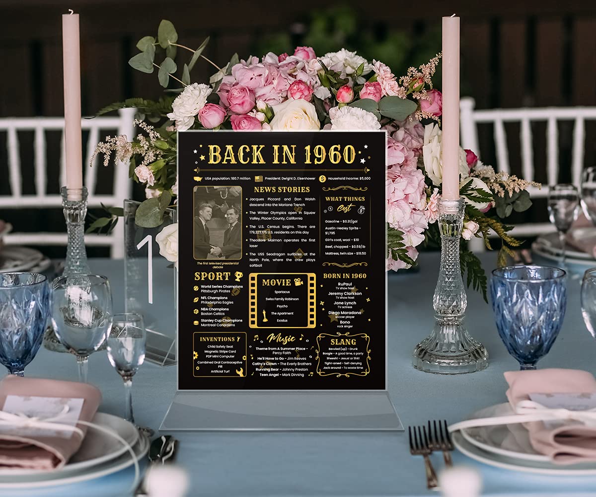 Back In 1960 Birthday Card - 64Th Birthday Gift For Women Or Men - 64Th Birthday Decoration For Her Or Him - Funny Table Centerp