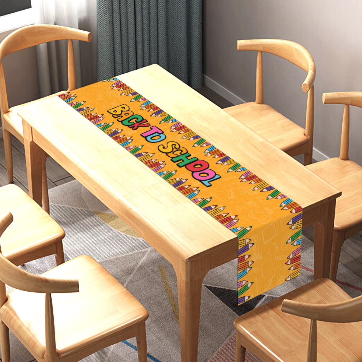 Sunwer Back To School Table Runner Kid Students First Day Of School Welcome Party Indoor Outdoor Table Cover Decoration Home Kit