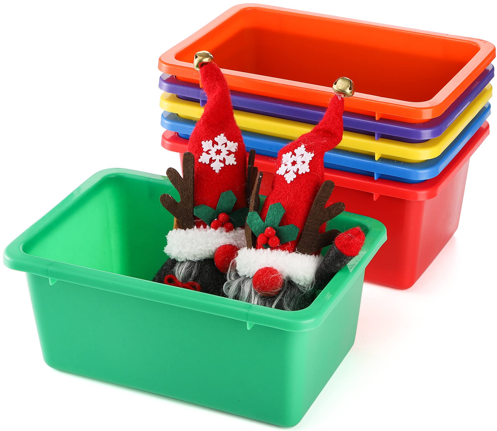 Nicunom 6 Pack Cubby Bin Storage Bins, Multi-Purpose Plastic Storage Bins Stackable Organizer Storage Cubbies For Home, Nursery,