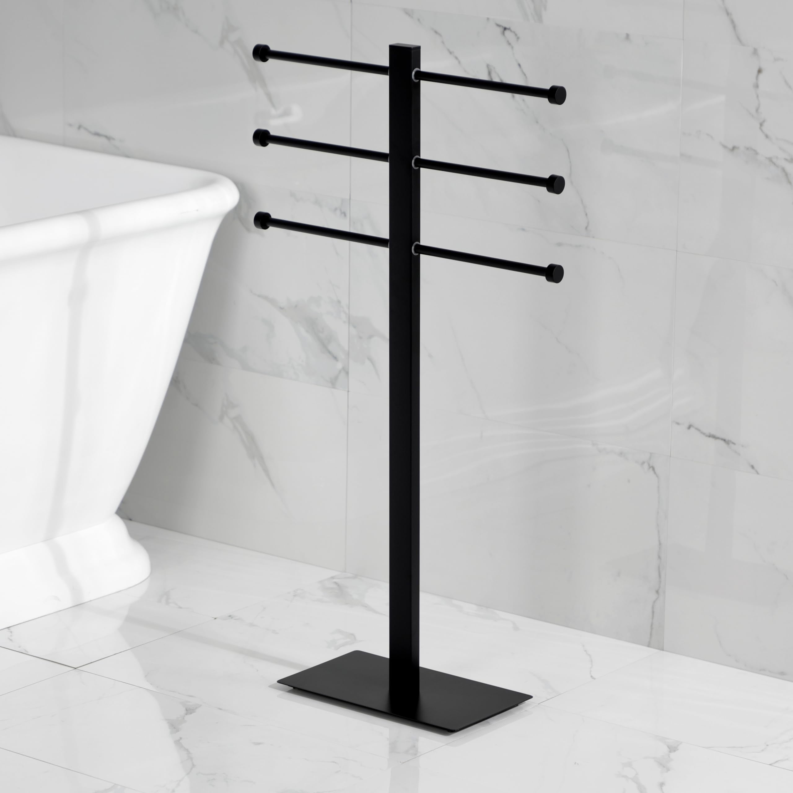 Kingston Brass Ccs6020 Edenscape Freestanding Stainless Steel T-Shape Towel Holder, Matte Black
