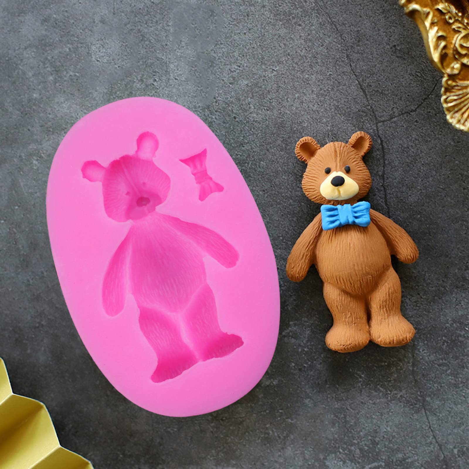 5 Pieces Bear Silicone Mold Valentines Day Fondant Mold Cute Bear Chocolate Fondant Mold For Chocolate Candy Gum Paste Crafting