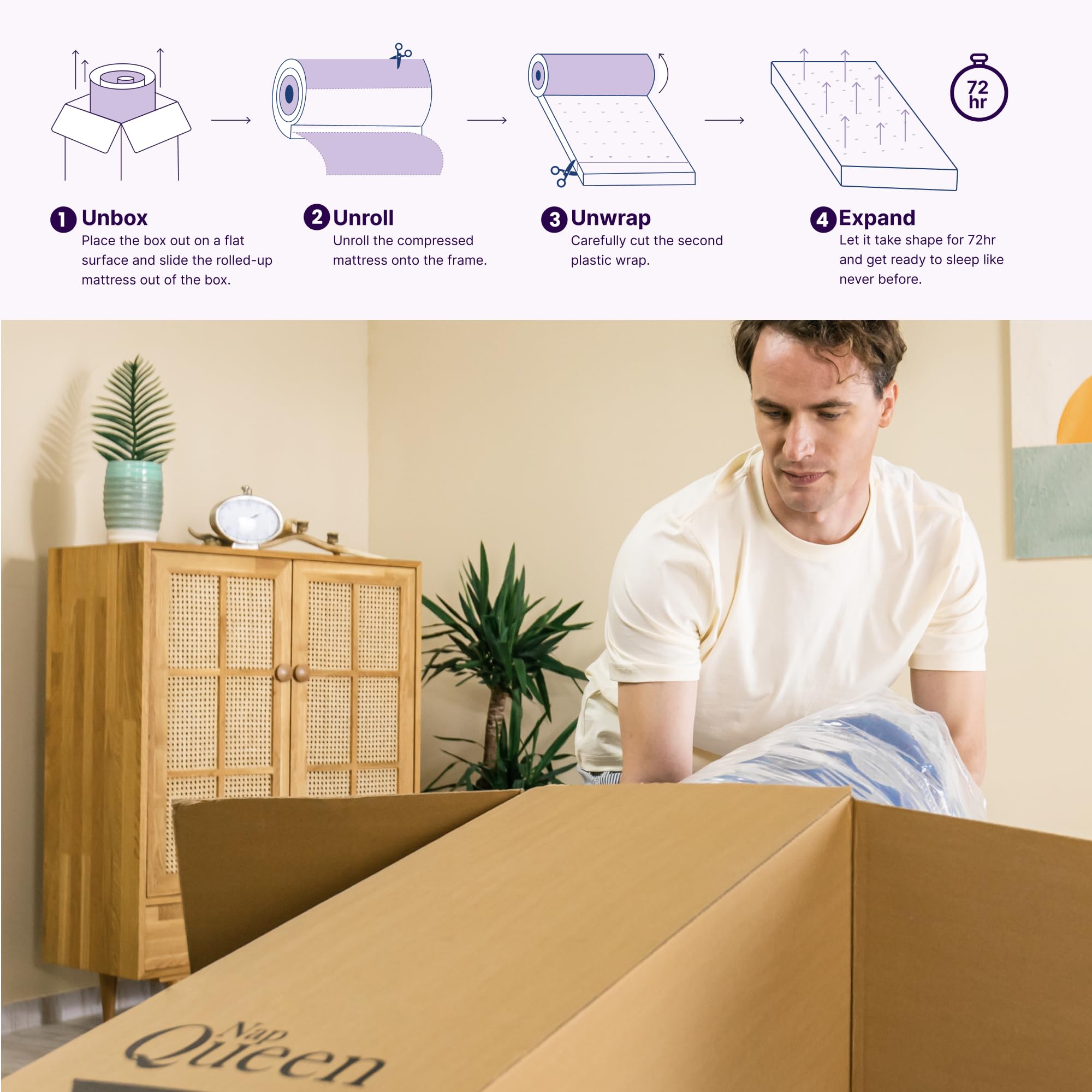 Napqueen 8 Inch Full, Valeria Hybrid Cooling Gel Memory Foam & Pocket Coil Spring Mattress, Certipur-Us Certified, Fiberglass-Fr