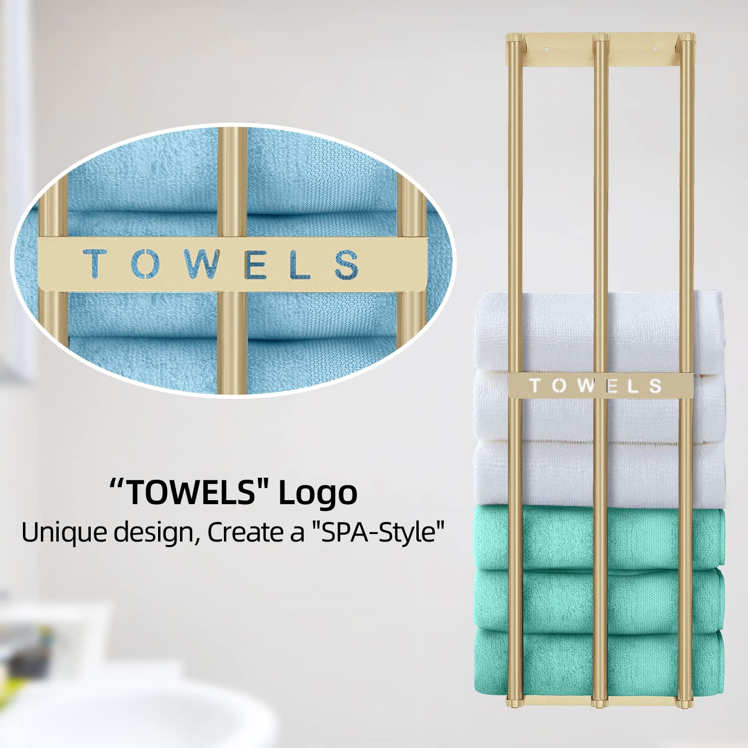 Bathroom Towel Storage  Bethom Wall Towel Rack for Rolled Towels  Bath Towel Holder Wall 30 Inch  Towel Racks Wall Mounted for Small Bathroom  Gold