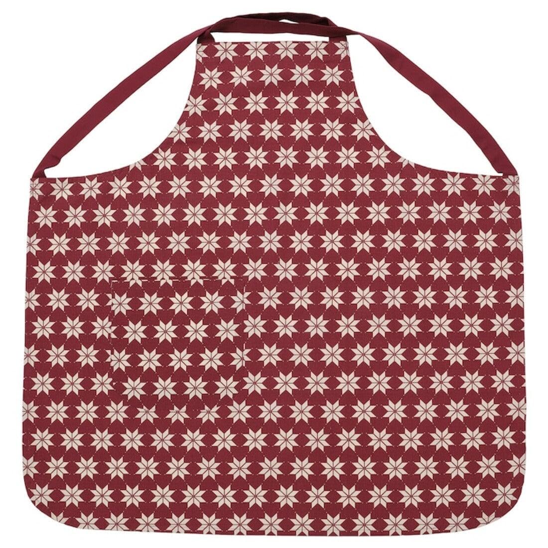Ikea Vinter 2021 Apron, Star Pattern Red/Beige, 89 X 87 Cm, Cotton