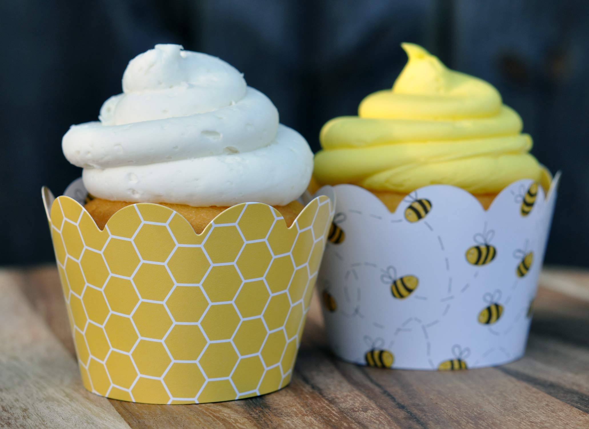 Honey Bee Cupcake Wrappers For Gender Reveal, Birthday Parties, Bridal Showers, Baby Showers, Or Backyard Summer Gatherings. Set