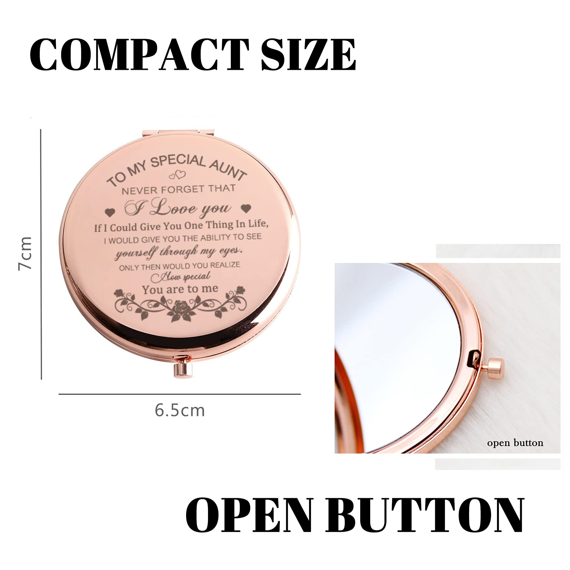 Gaolziuy Compact Mirror, Rose Gold Special Aunt Hand Mirror, 2.5 Inches, Portable, Home Mirror For Mother'S Day, Birthdays