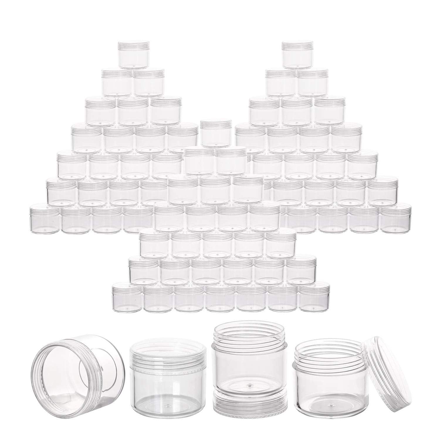 100 Pieces Clear Plastic Sample Containers 20G Empty Jars Cosmetic Containers With Lids Leak Proof Lip Balm Containers