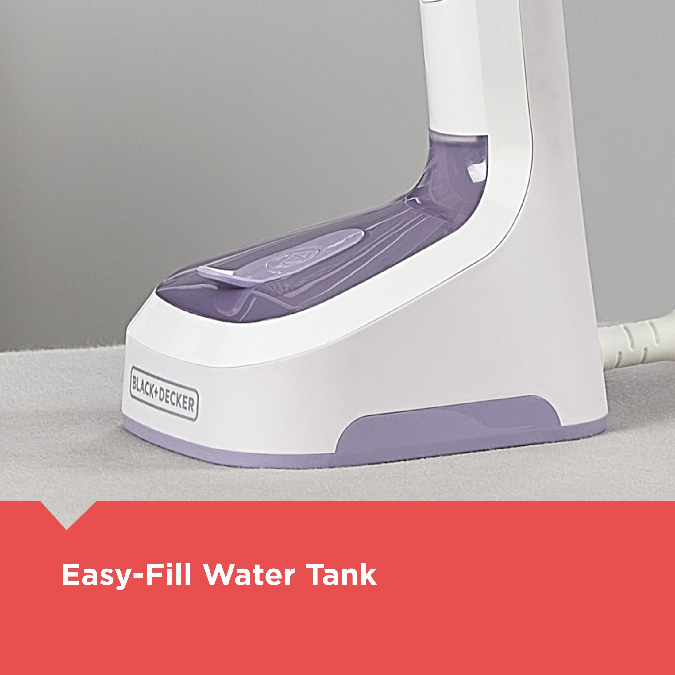 Black+Decker Easy Store Pro Foldable Steamer, Gs0311-0Pd, 45-Second Heat Up, Extra Long Power Cord & Lint Remover Attachment, Po