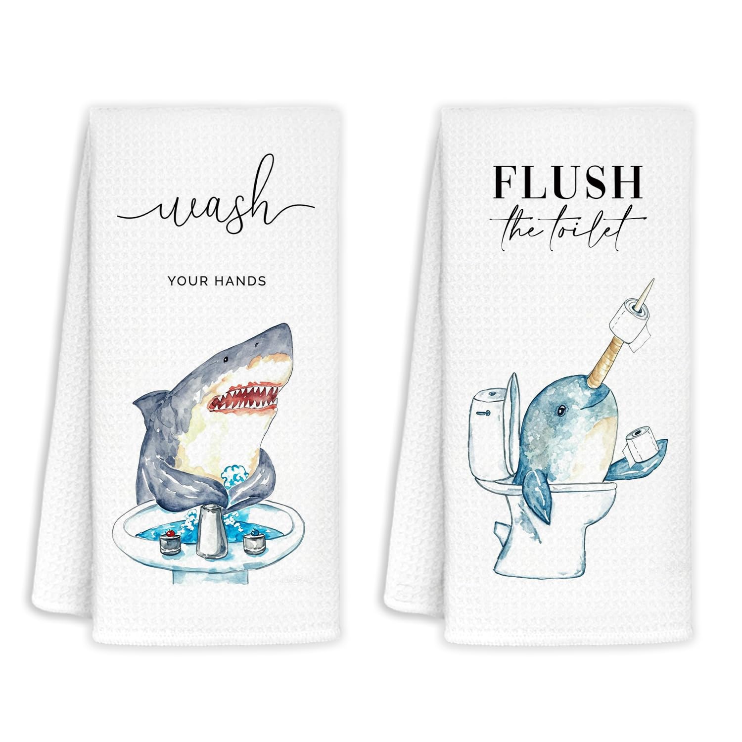Jvpke Funny Narwhal Sea Lion Bathroom Hand Towels Set of 2 - Decorations, Decor, Gifts for Girls Kids Women Men, Lovers Gifts, F