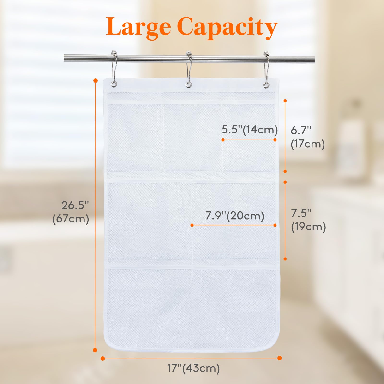 Lifewit Mesh Shower Caddy, 7 Pockets Hanging Shower Organizer With Quick Drying Mesh, Portable Space Saving Bathroom Organizer T