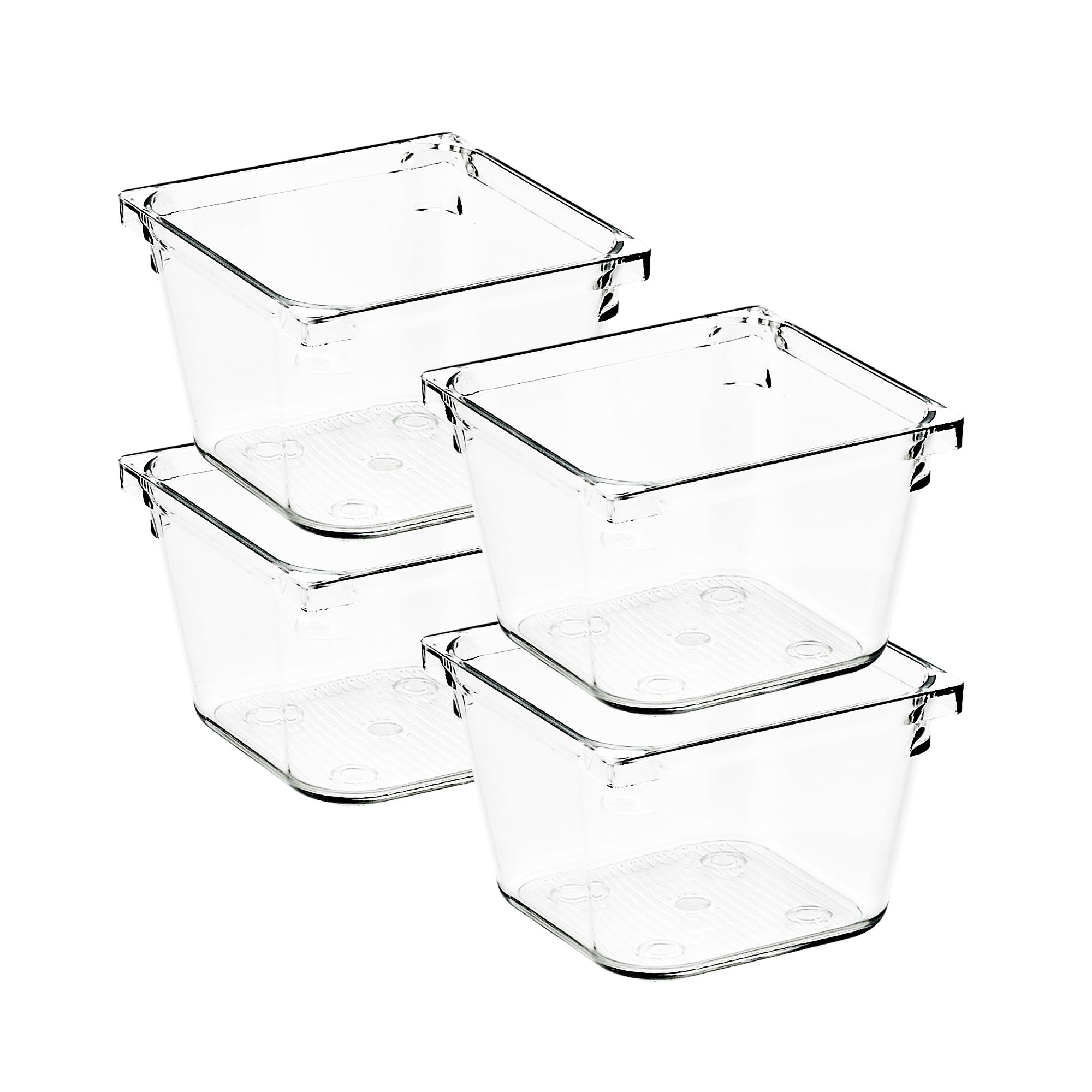 Ravinte Decor 4 Pack Drawer Organizer - 3'' X 3'' Clear Acrylic Storage Bins with Non-Slip Pads, Versatile Desk Tray for Makeup,