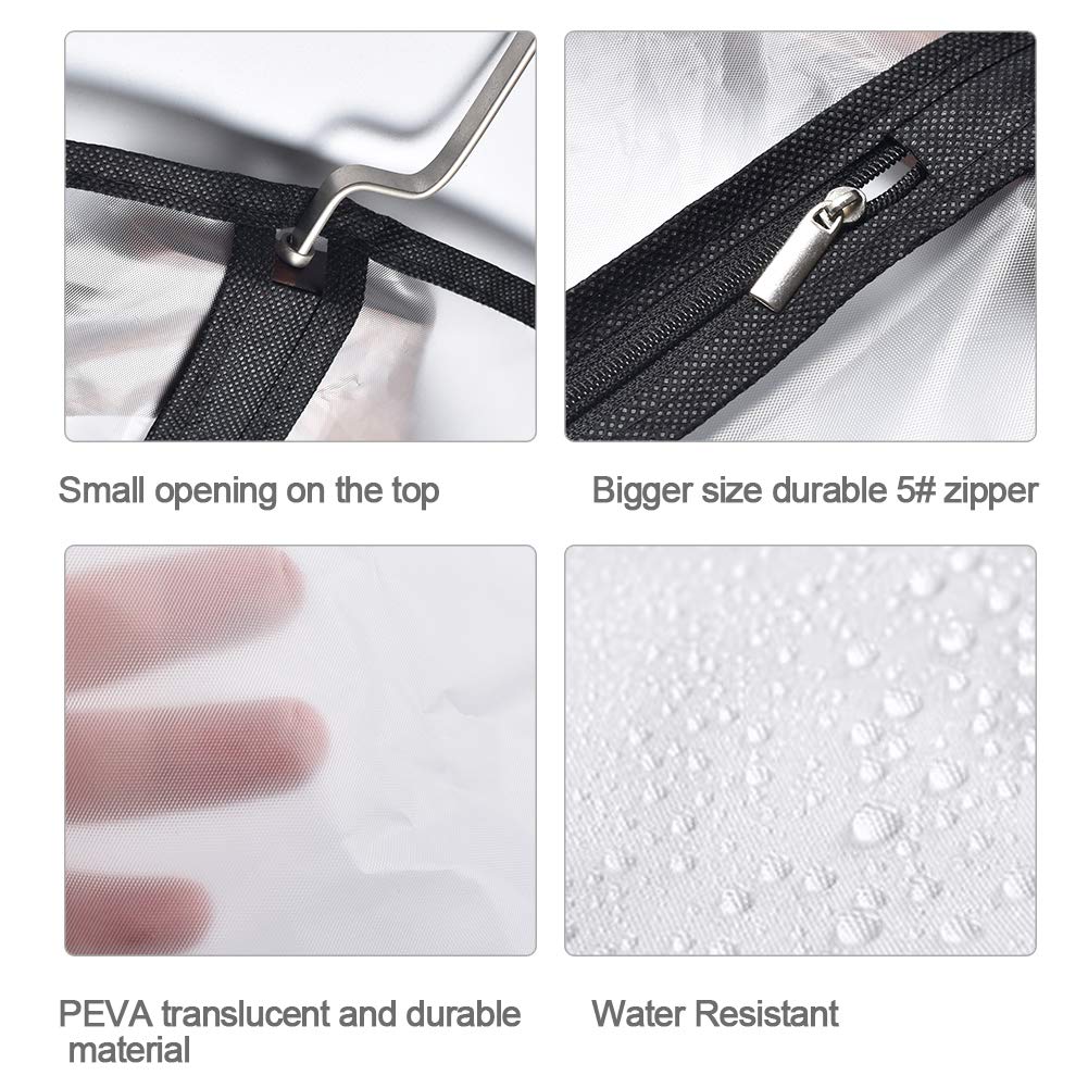 Garment Covers Bag  12 PCS Transparent Waterproof Dustproof Storage for Wardrobe Storage  Suit Covers for Storage Cloth Cover Washable Clear Reuse Full Zipper for Long Dress Costumes Suits Gowns Coats
