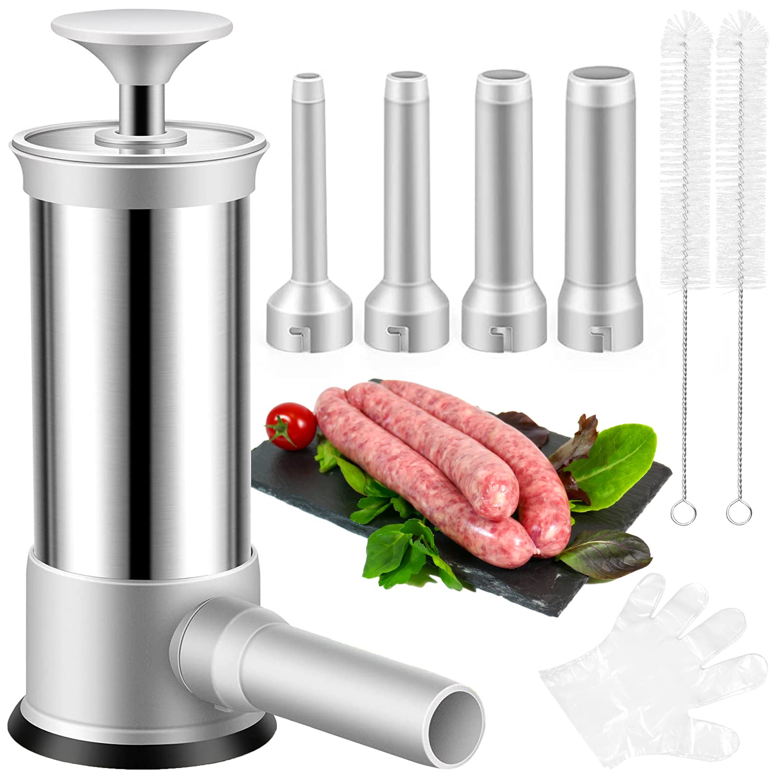 ROSROSE Sausage Stuffer Machine w/4 Stuffing Tubes, 2.2 LBS Large Capacity