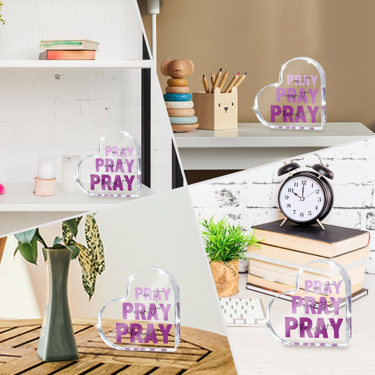 Zaxek Acrylic Religious Plaque - Purple Christian Gifts for Women, 4"x4", Modern Decor for Home & Office