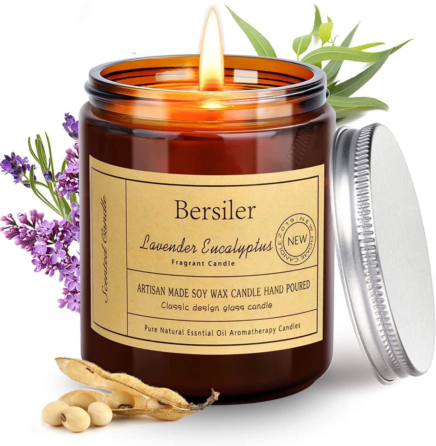 Bersiler Aromatherapy Candles, 7 OZ Lavender Eucalyptus Scented Candles Stress Relief and Relax for Home & Bedroom Gift for Wome