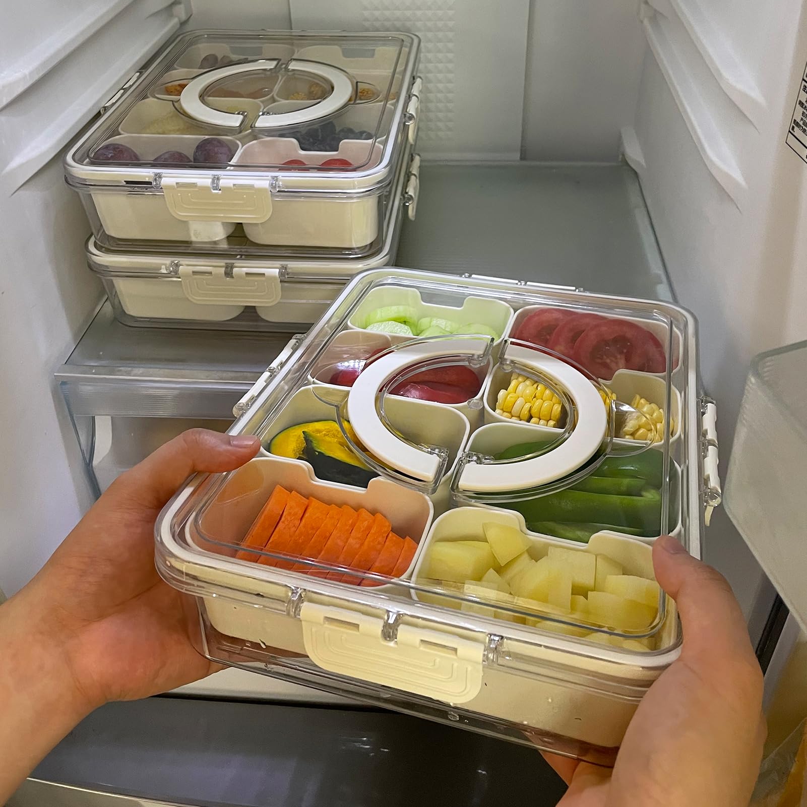 Aektby Snackle Box Charcuterie Container | Divided Serving Tray With Lid And Handle | Portable Snack Tray | Clear Snack Organize