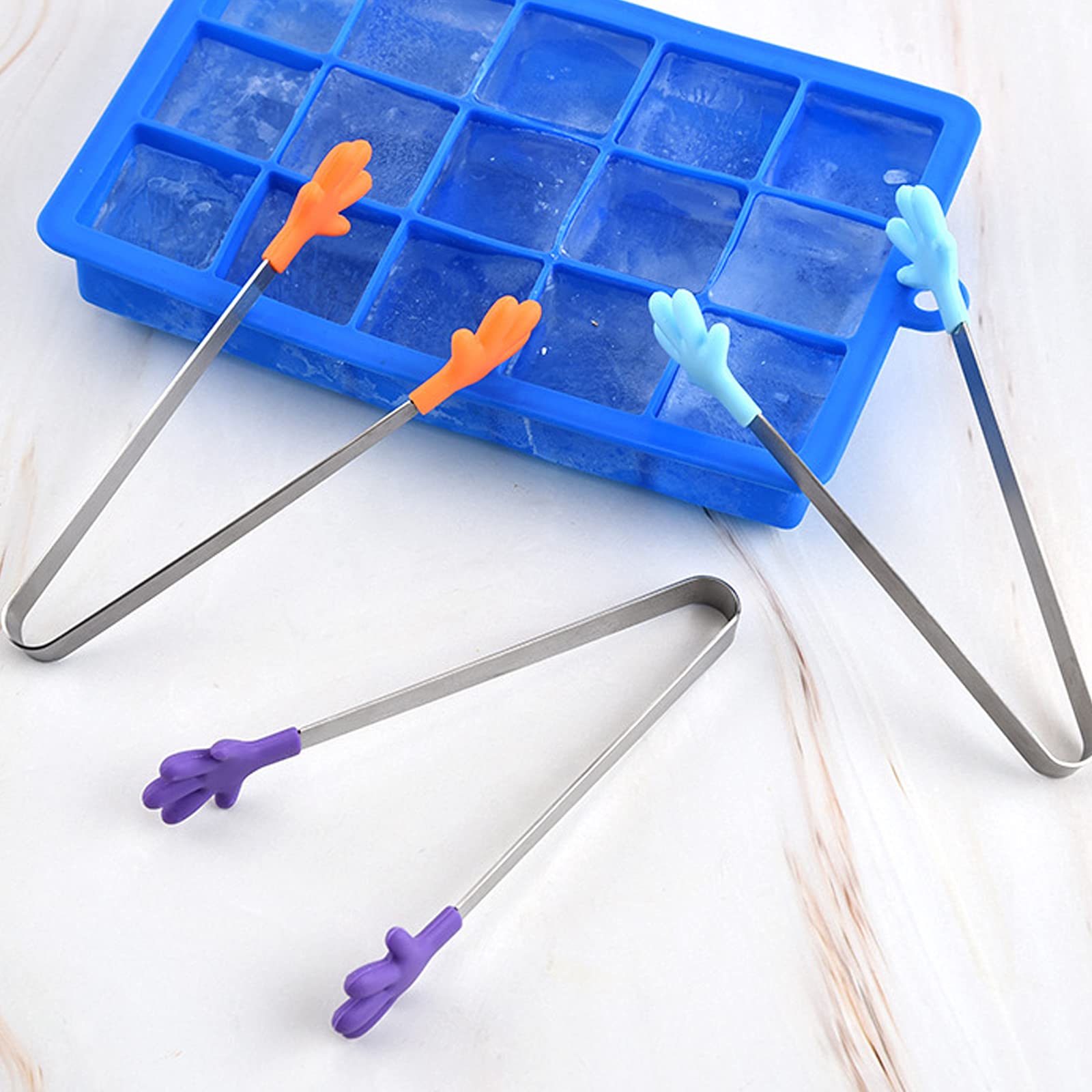 My Mironey 5-Inch Silicone Mini Tongs 3Pcs Hand Shape Silicone Tongs Food Tongs Small Tiny For Food Sugar Ice Salad Buffet Barbe