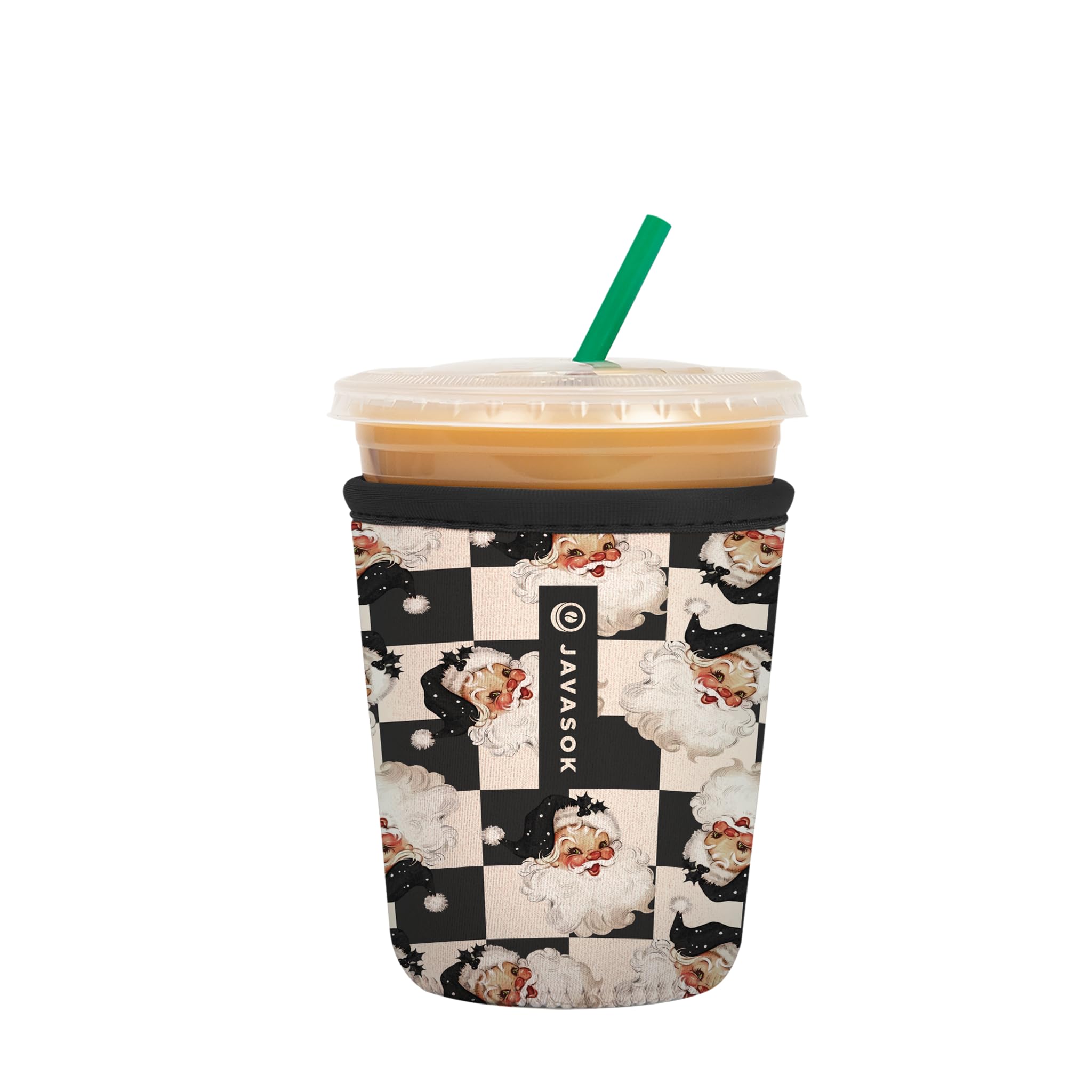 Sok It JavaSok Iced Coffee & Cold Soda Insulated Neoprene Cup Sleeve (Checkin It Twice, Small: 16-20oz)