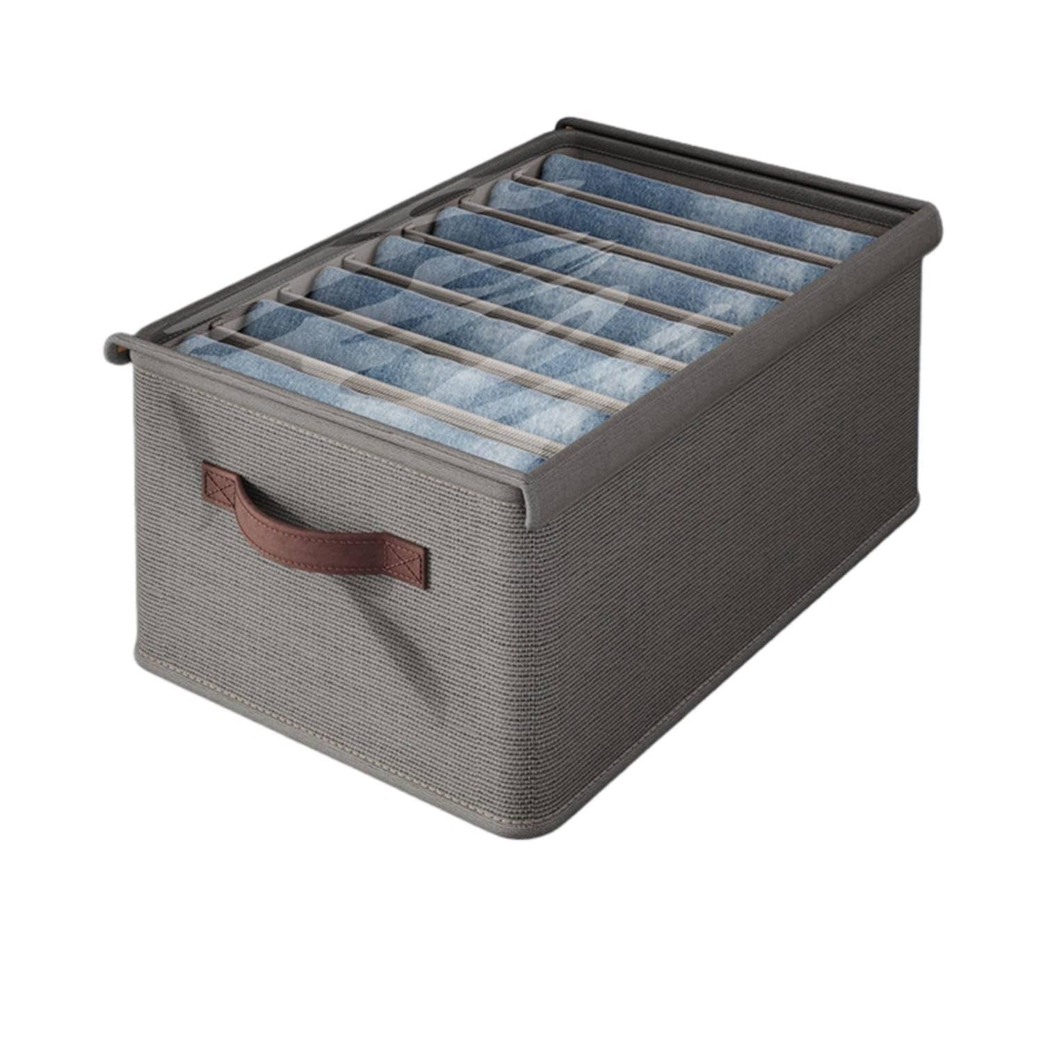 Ecomistiq Compartment Storage Box Easy To Sort Wardrobe Clothes Organizer Space Saving Compartment Storage Bin For Closet, Gray,