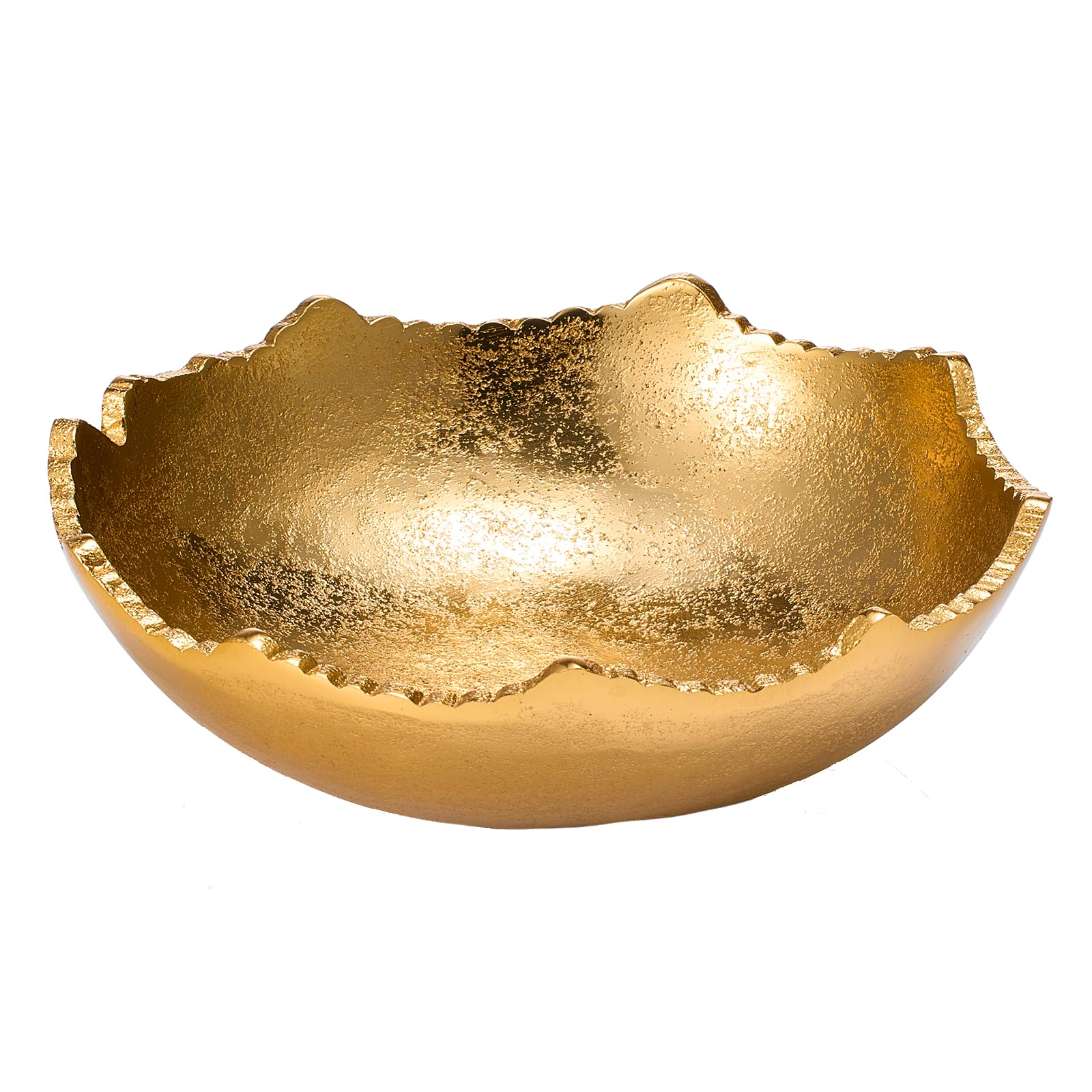 Decorative Gold Moon Decorative Metal Torn Hammered Asymmetrical Centerpiece Bowl