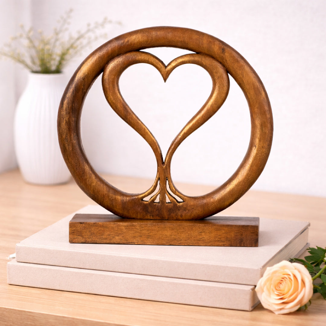 Solid Wood Heart Sculpture - Unique Gift from Daughter, Son, Husband, Mantel Decor - Gift for Mom