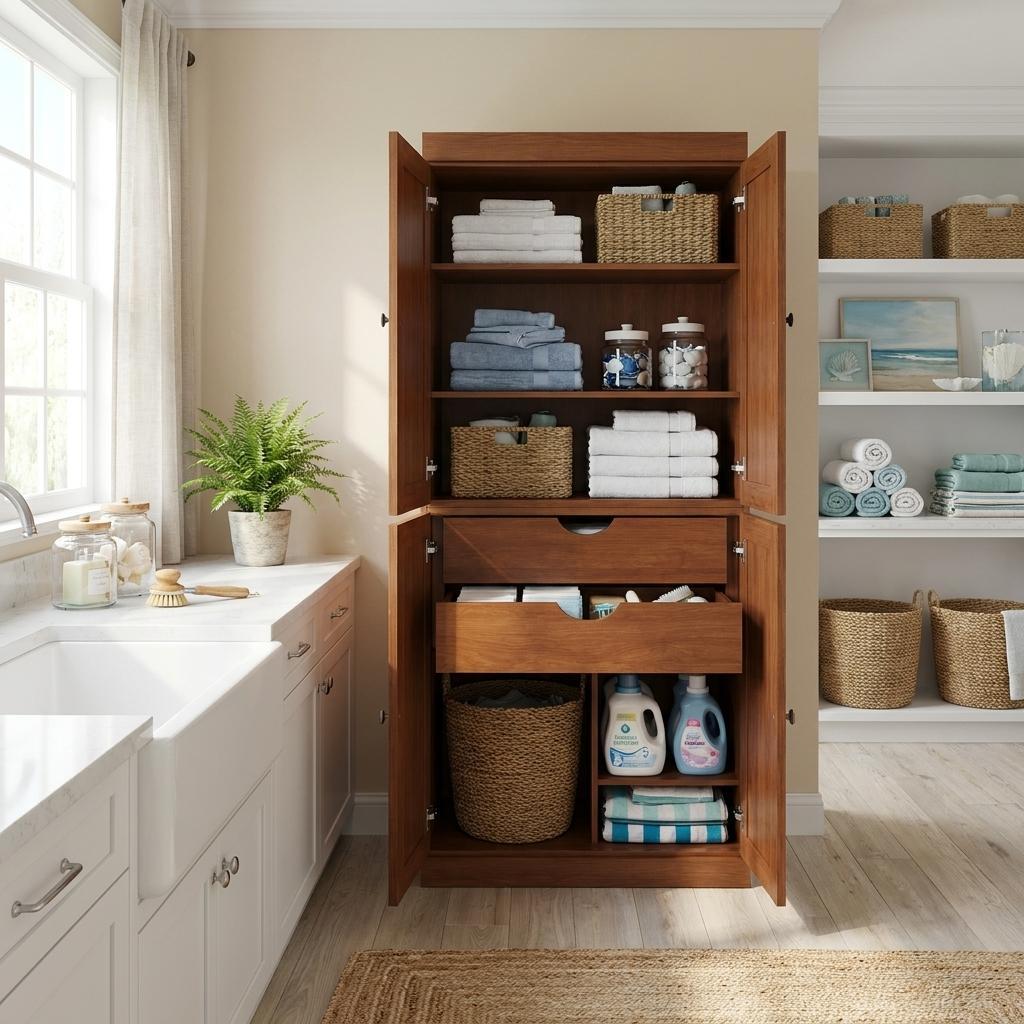 72 Coffee Solid Wood Four Door Two Drawer Pantry Or Storage Closet