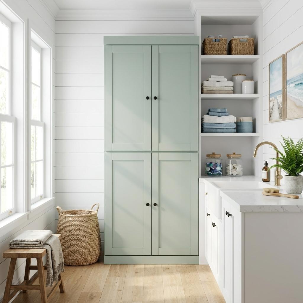 72 Sage Solid Wood Four Door Two Drawer Pantry Or Storage Closet