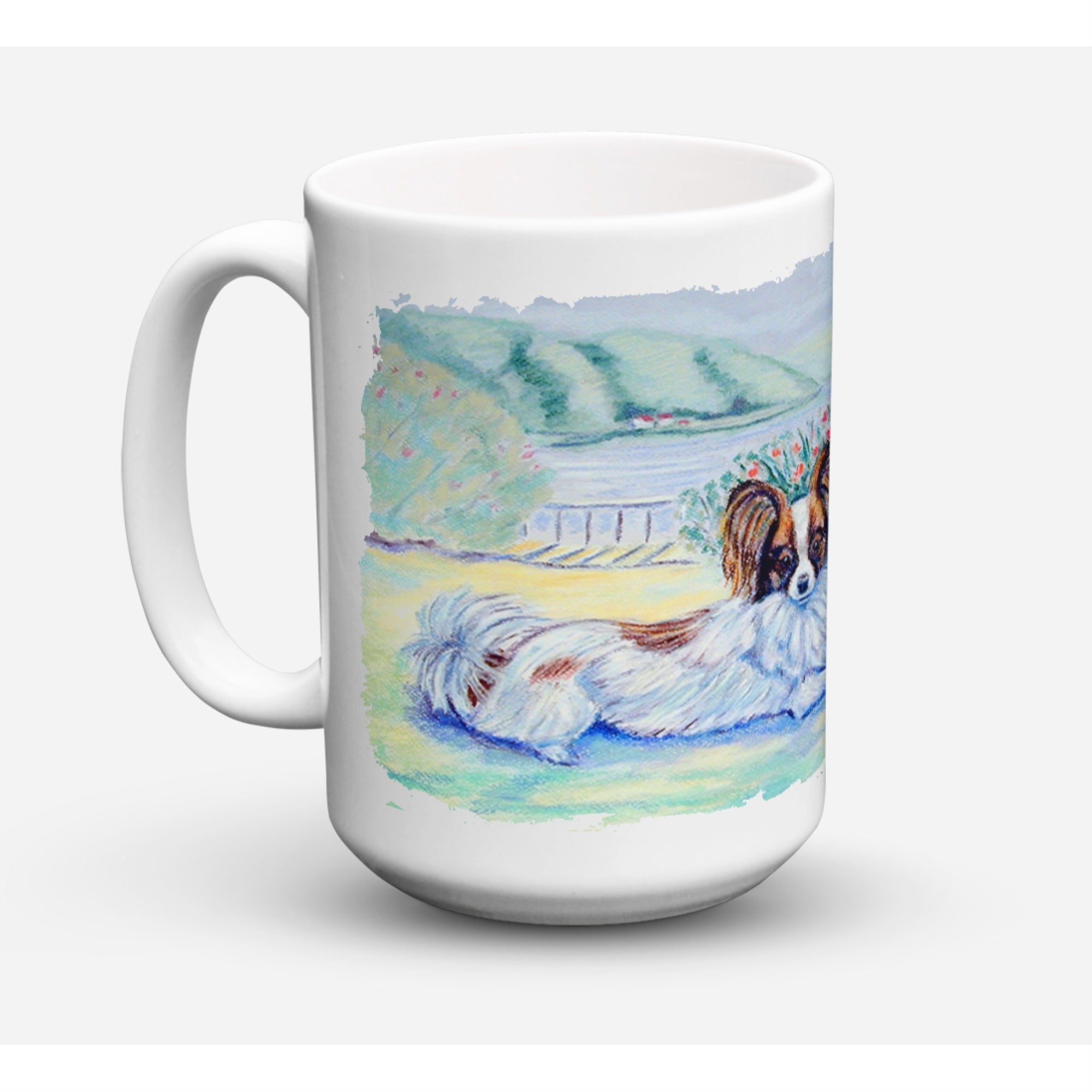 Carolines Treasures 7244CM15 Papillion Dishwasher Safe Microwavable Ceramic Coffee Mug 15 oz Multicolor