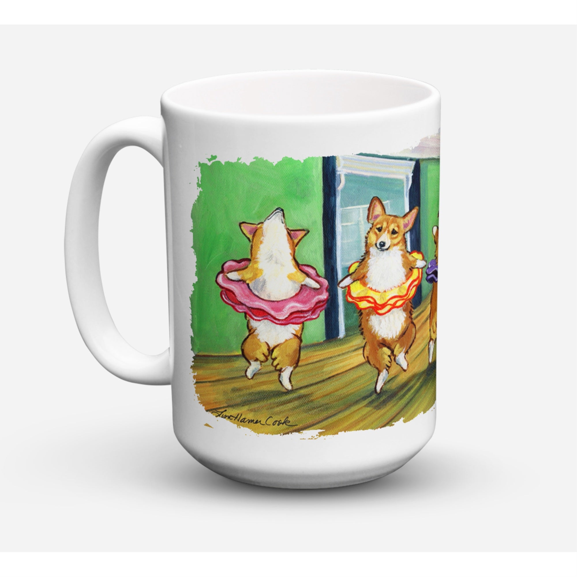 Carolines Treasures 7276CM15 Little Ballerina Corgi Microwavable Ceramic Coffee Mug 15 oz Multicolor