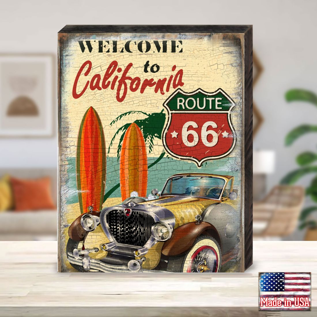 California Art Wooden Wall Art by Nature Wonders - American Patriotic Decor - 95311B