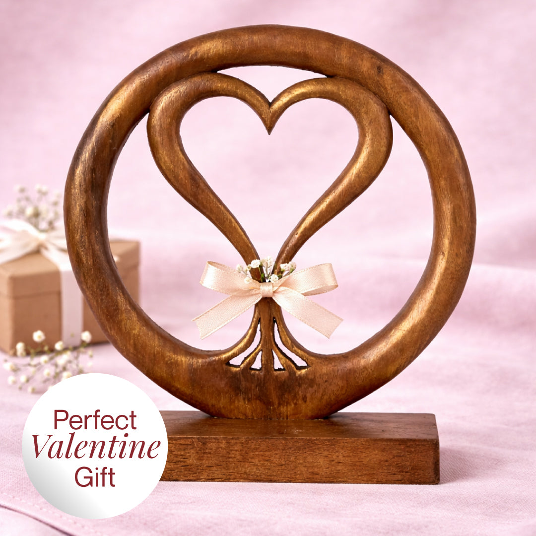 Solid Wood Heart Sculpture - Unique Gift from Daughter, Son, Husband, Mantel Decor - Gift for Mom