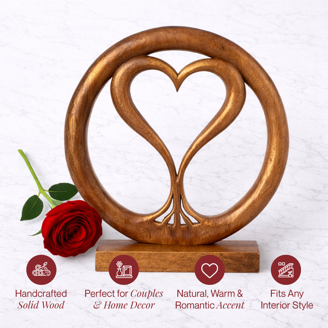 Solid Wood Heart Sculpture - Unique Gift from Daughter, Son, Husband, Mantel Decor - Gift for Mom