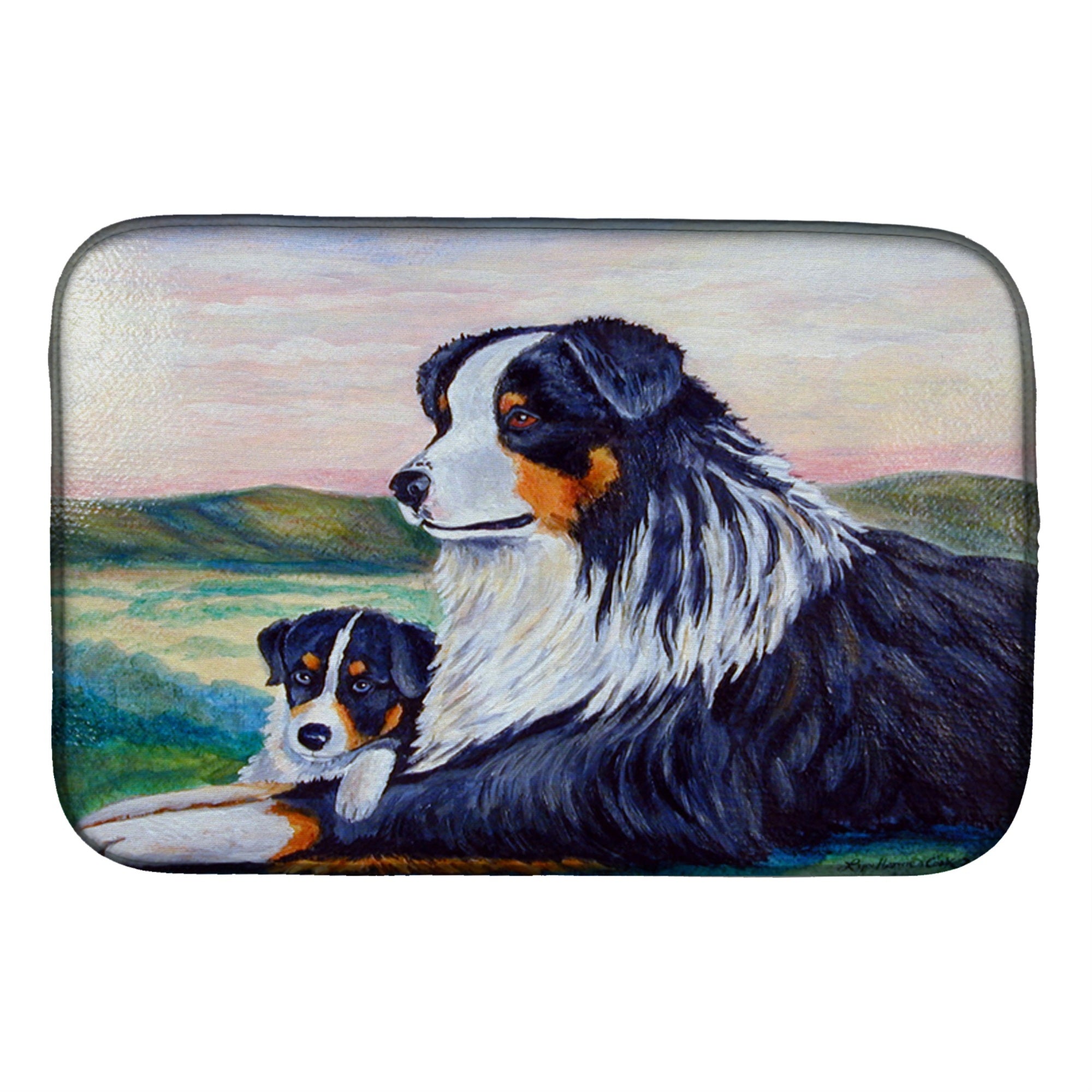 Carolines Treasures Australian Shepherd Dish Drying Mat 14 x 21 Multicolor
