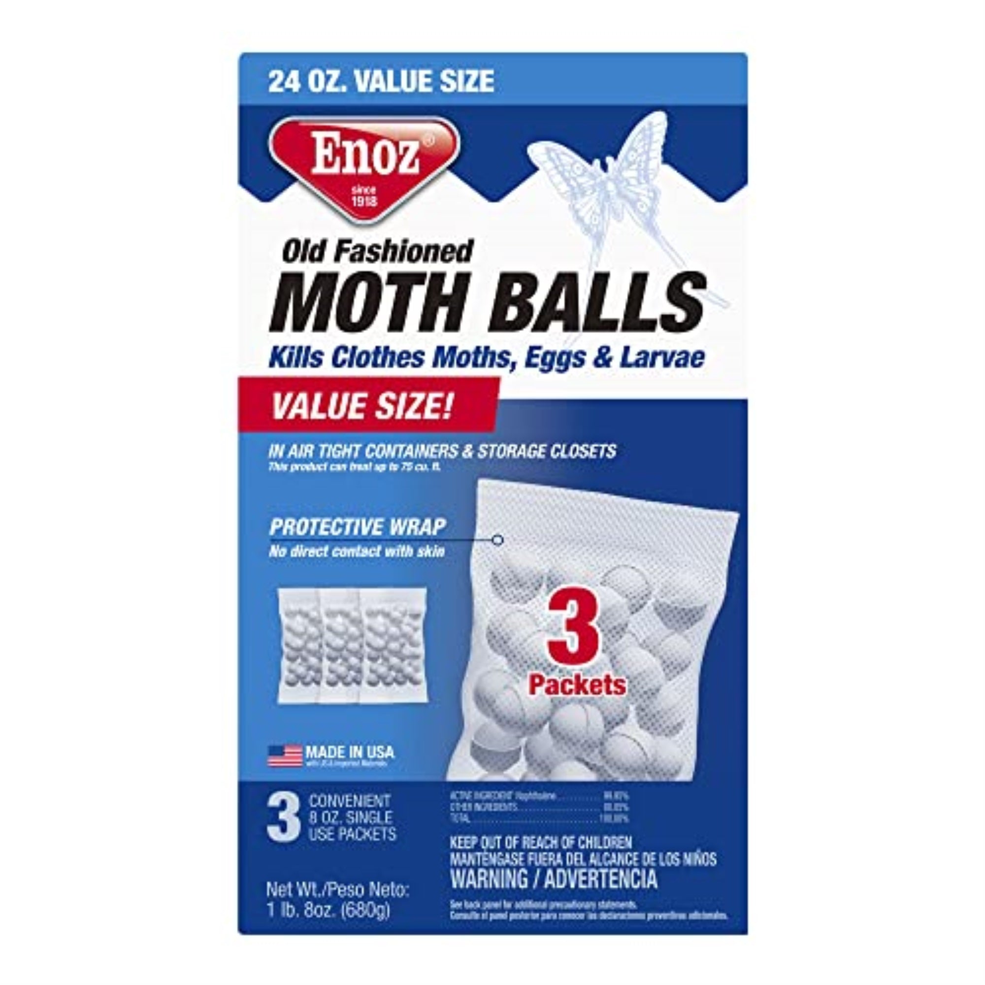 7521206 Moth Balls Old Fash 2Lbs Enoz Old Fashioned Moth Balls 32 Oz (Pack Of 12)