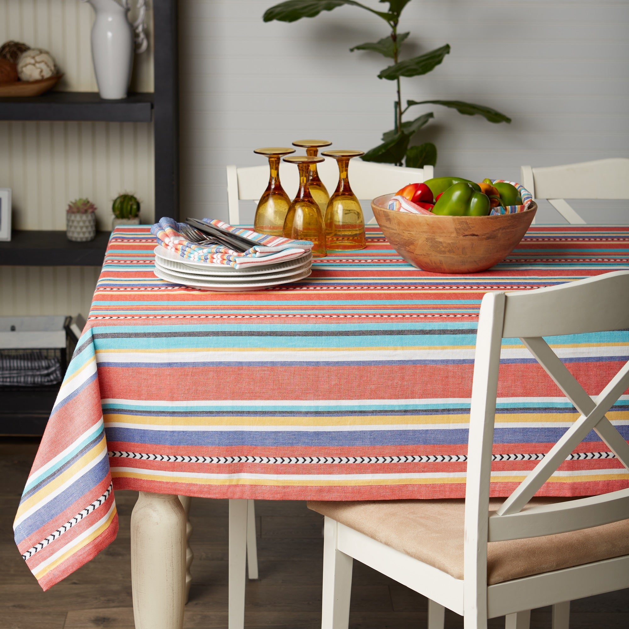 DII Verano Stripe Tablecloth 52x52