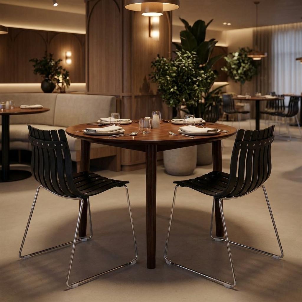 Set of Two Black And Silver Wood Slat Back Dining Side Chairs