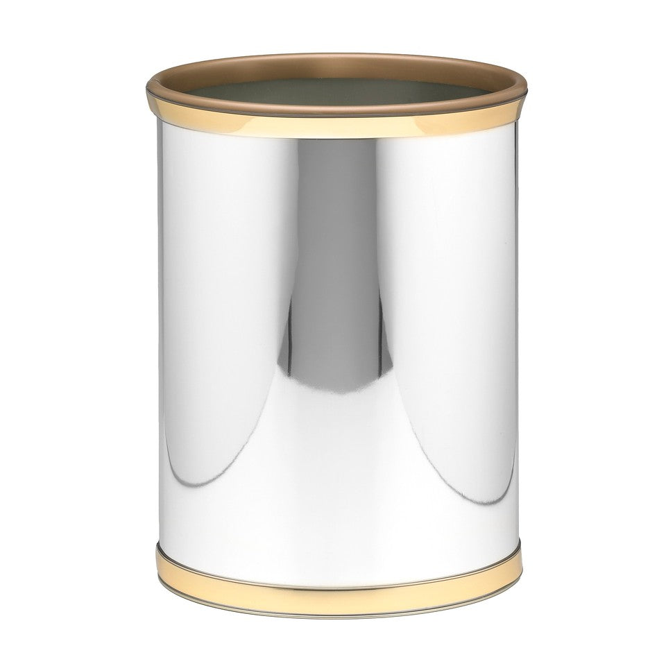 Mylar Polished Chrome & Brass 14 Inches Oval Waste Basket