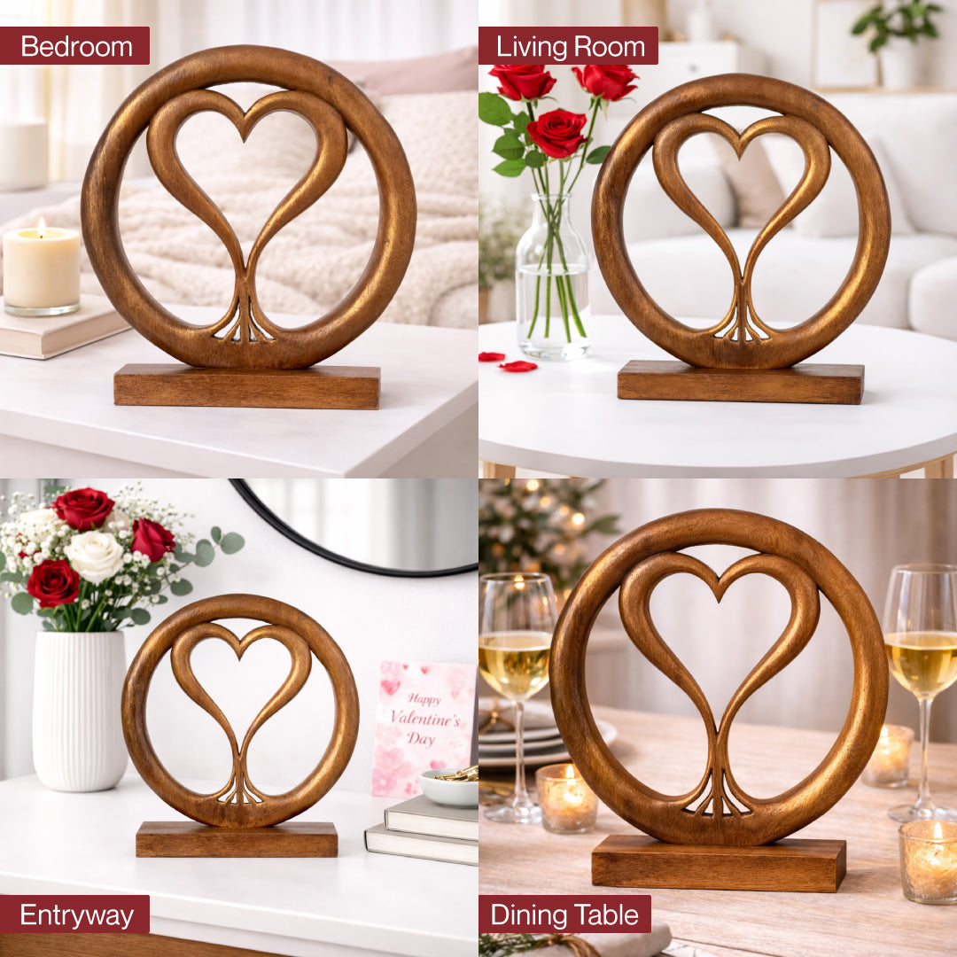 Solid Wood Heart Sculpture - Unique Gift from Daughter, Son, Husband, Mantel Decor - Gift for Mom