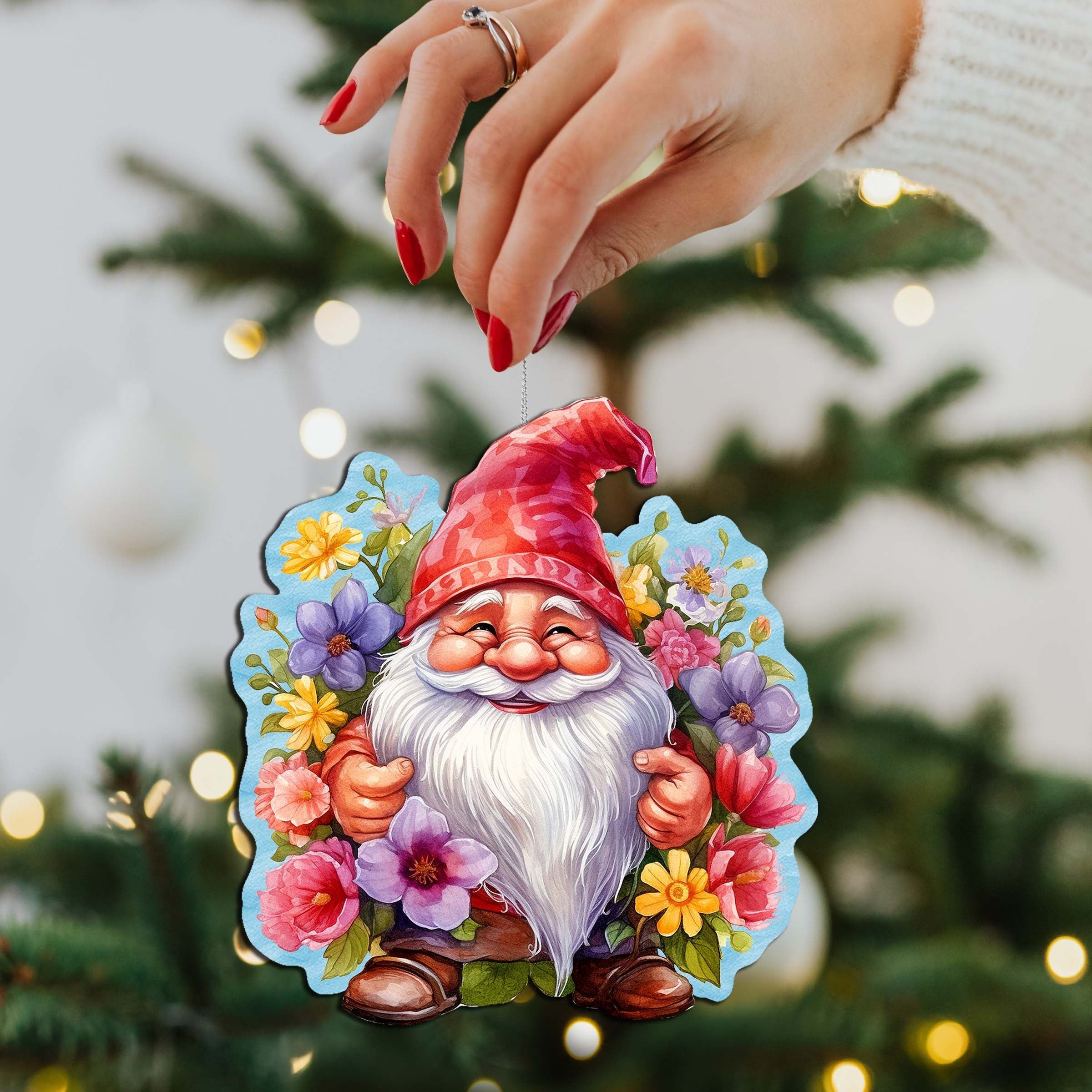 Garden Gnomes Decorative Eco Wood Ornaments Set of 3 by G. Debrekht - Spring Easter Decor - 8091030-S3
