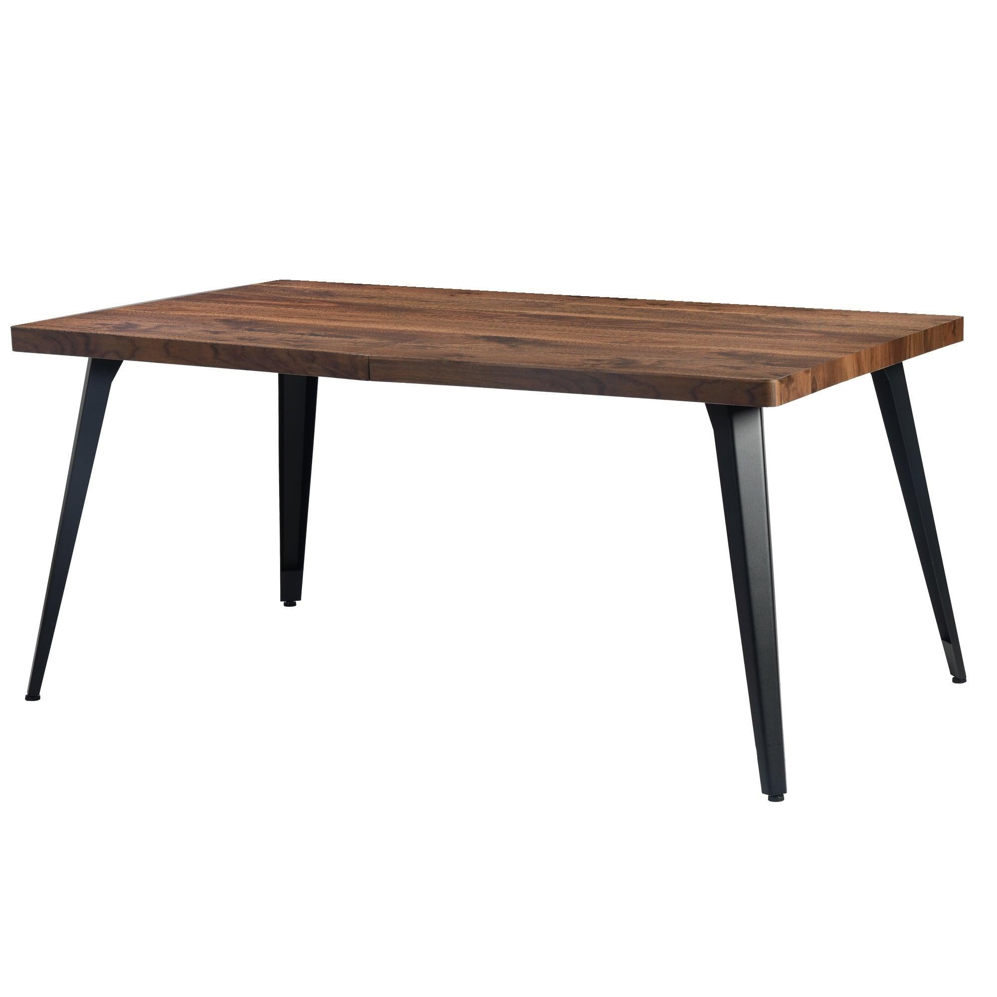 63 Walnut And Black Wood And Iron Dining Table