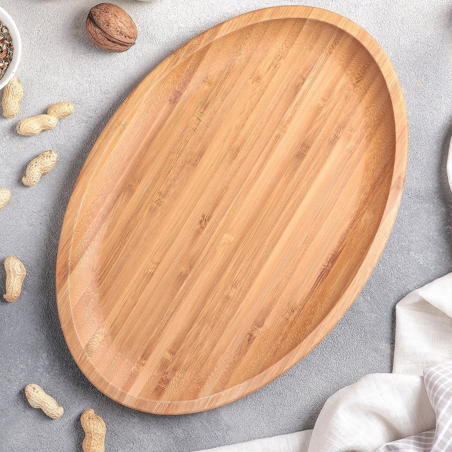Set Of 3 Bamboo Oval Platter 18" inch X 13.25" inch | For Appetizers / Barbecue / Steak