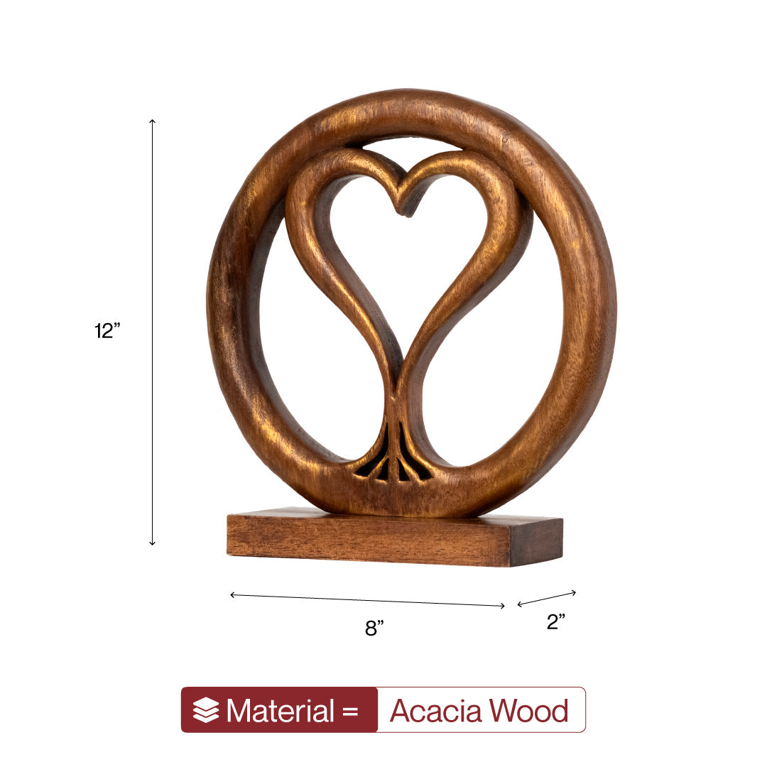 Solid Wood Heart Sculpture - Unique Gift from Daughter, Son, Husband, Mantel Decor - Gift for Mom