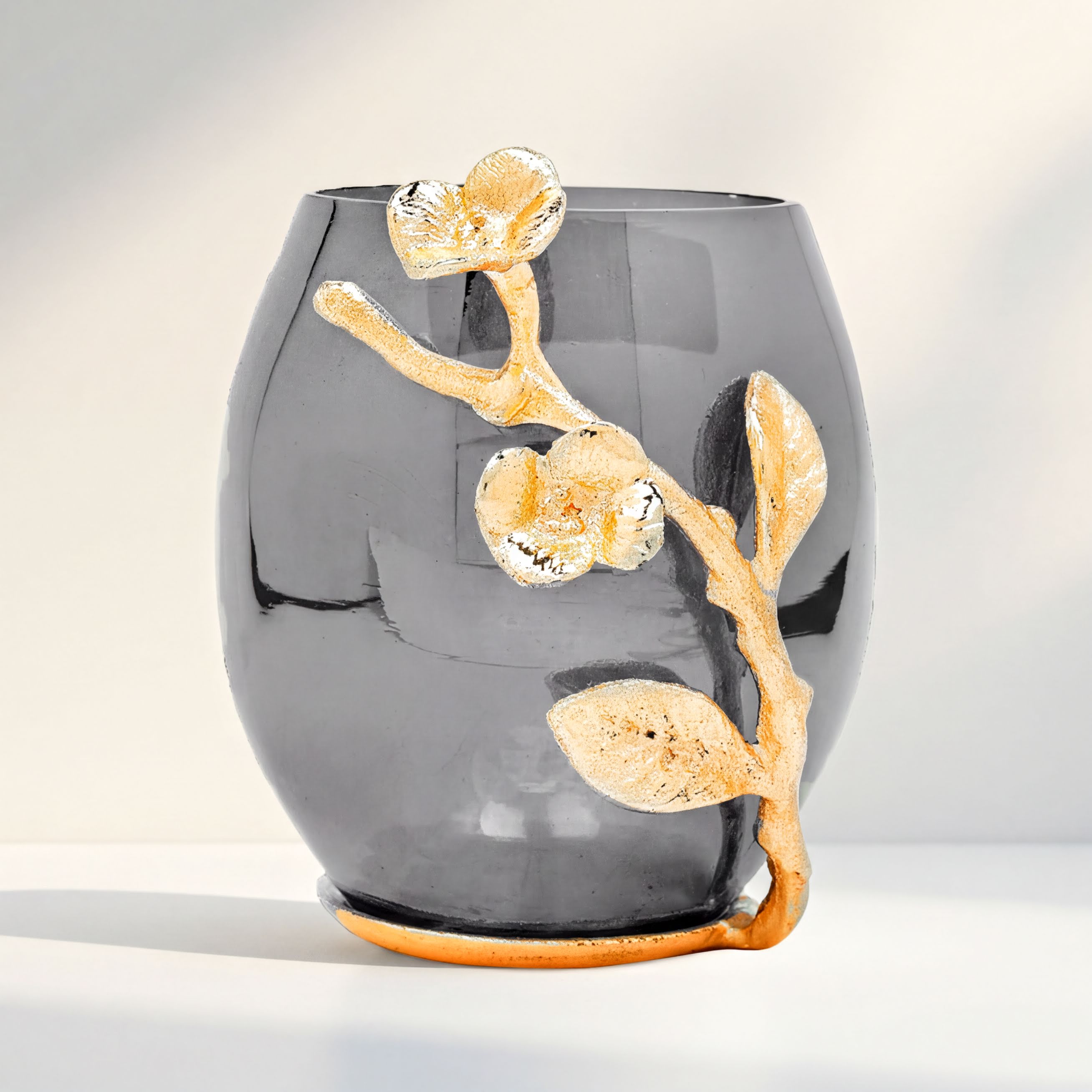 Bathroom Tumbler – Modern Black Gold Glass Brass Decorative Accessory